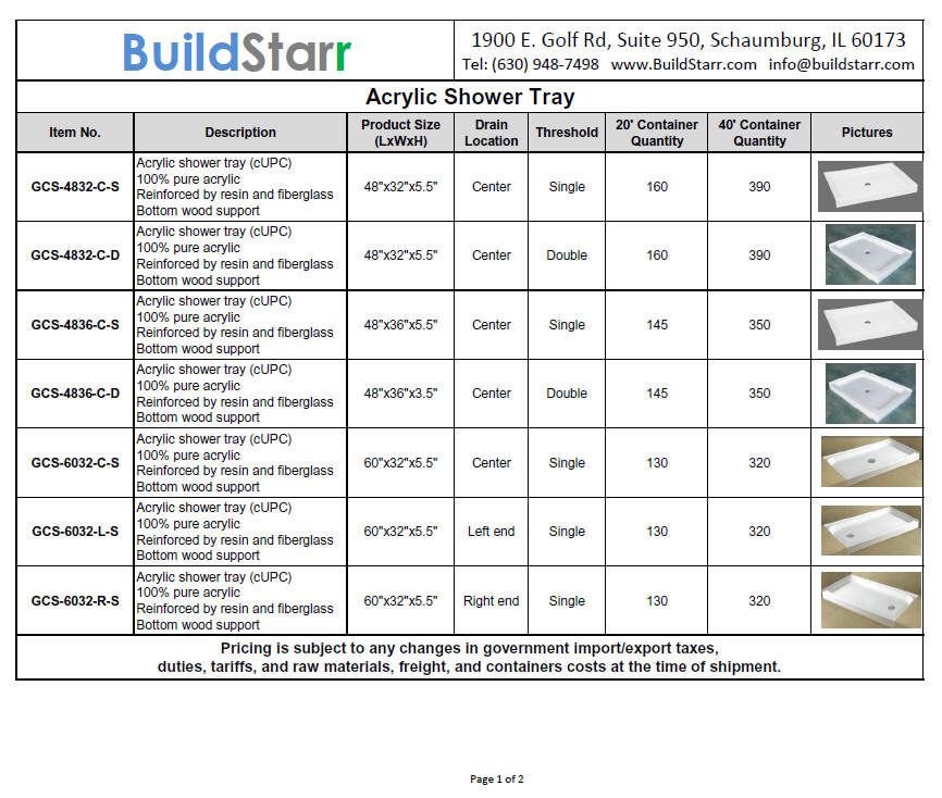 BuildStarr Acrylic Shower Tray-1